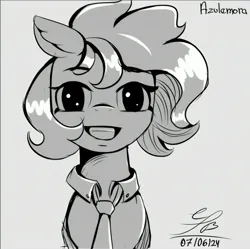 Size: 2740x2732 | Tagged: safe, artist:ch0c0sauri0, derpibooru import, oc, unofficial characters only, earth pony, pegasus, album cover, black and white, bow, bust, clothes, doodle, eyelashes, eyeshadow, grayscale, hair bow, image, jpeg, lineart, looking at you, makeup, minimalist, modern art, monochrome, original art, original character do not steal, pegasus oc, portrait, simple background, sketch, smiling, solo, song reference, suit, wings, wip