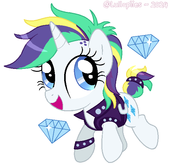 Size: 540x533 | Tagged: safe, artist:lullapiies, derpibooru import, rarity, pony, alternate hairstyle, chibi, image, png, punk, raripunk, simple background, solo, transparent background