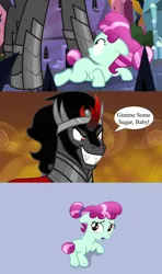 Size: 1280x2160 | Tagged: safe, derpibooru import, edit, edited screencap, screencap, cherry valley, king sombra, pony, unicorn, the beginning of the end, butt, crystal, female, filly, foal, g4, horn, image, implied foalcon, implied kissing, implied underage, male, pedophile, plot, png, stallion, this will end in tears