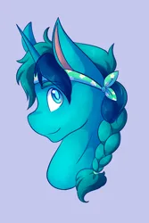 Size: 1365x2048 | Tagged: safe, artist:mscolorsplash, derpibooru import, oc, oc:rocky blues, pony, unicorn, braid, braided ponytail, bust, colt, commissioner:legionofblues, foal, horn, image, jpeg, male, ponytail, portrait