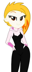 Size: 395x890 | Tagged: safe, artist:robertsonskywa1, derpibooru import, equestria girls, g5, my little pony: tell your tale, bodysuit, clothes, equestria girls-ified, female, flare (g5), g4, g5 to equestria girls, g5 to g4, generation leap, hand on hip, image, photo, png, sexy, simple background, solo, solo female, spider-gwen, spider-man: across the spider-verse, transparent background