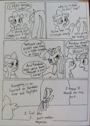 Size: 1080x1506 | Tagged: safe, artist:doodletheexpoodle, derpibooru import, spike, twilight sparkle, twilight sparkle (alicorn), alicorn, dragon, pony, comic, dialogue, duo, duo male and female, female, g4, grayscale, image, jpeg, male, mare, monochrome, postpartum depression, speech bubble, winged spike, wings