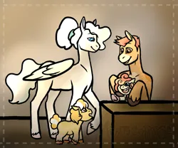 Size: 2000x1660 | Tagged: safe, artist:manticorpse, derpibooru import, oc, oc:lemon cheesecake, oc:poppy seed, oc:pumkin bread, oc:vanilla icecream, pegasus, pony, family, foal, image, parent, png