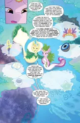 Size: 750x1152 | Tagged: safe, artist:amy mebberson, derpibooru import, idw, seapony (g4), g5, spoiler:comic, spoiler:g5comic, dialogue, duo, female, image, jpeg, lore, my little pony: set your sail, princess anemone, queen calla lily, set your sail #2, siblings, sisters, speech bubble, underwater, water