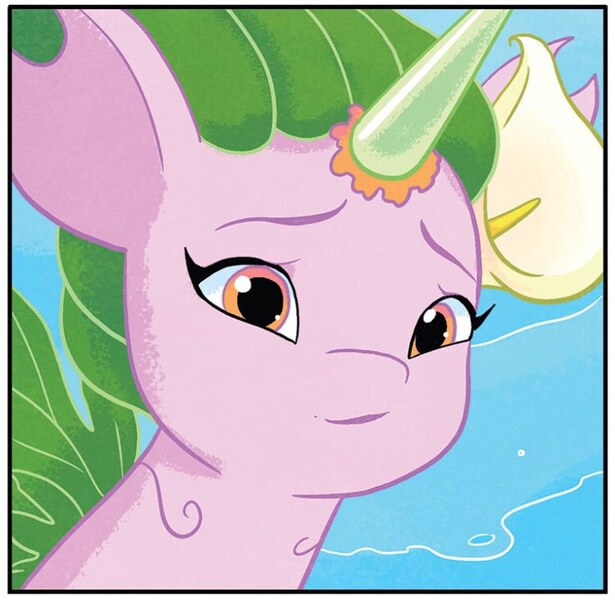 Size: 750x732 | Tagged: safe, artist:amy mebberson, derpibooru import, idw, seapony (g4), g5, spoiler:comic, spoiler:g5comic, bust, female, image, jpeg, my little pony: set your sail, portrait, princess anemone, set your sail #2, solo, underwater, water