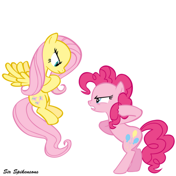 Size: 900x900 | Tagged: safe, artist:sirspikensons, derpibooru import, fluttershy, pinkie pie, earth pony, pegasus, pony, putting your hoof down, bipedal, female, g4, image, mare, png, simple background, transparent background, vector