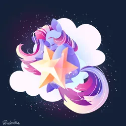 Size: 4500x4500 | Tagged: safe, artist:neonishe, derpibooru import, star swirl, earth pony, pony, cloud, image, png, solo, stars