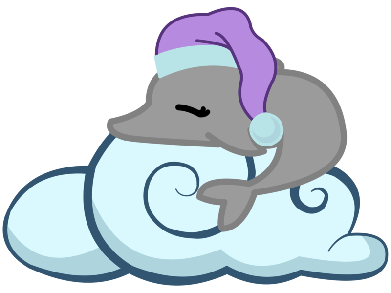 Size: 1600x1200 | Tagged: safe, artist:dropofthehatstudios, derpibooru import, oc, unofficial characters only, dolphin, cloud, commission, cute, cutie mark, cutie mark only, hat, image, nightcap, no pony, png, simple background, sleeping, solo, transparent background