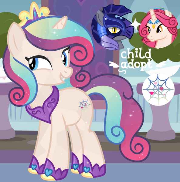 Size: 1280x1296 | Tagged: safe, artist:vi45, derpibooru import, princess amore, oc, pony, unicorn, female, g4, horn, image, mare, night guard, offspring, parent:night guard, parent:princess amore, png