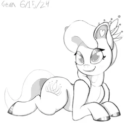 Size: 1000x1000 | Tagged: safe, artist:gean, derpibooru import, diamond tiara, earth pony, pony, cutie mark, female, filly, foal, image, jewelry, png, signature, simple background, sketch, smug, solo, tiara, white background