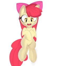 Size: 1883x2000 | Tagged: safe, artist:kenzie, artist:psychix, derpibooru import, apple bloom, earth pony, pony, apple bloom's bow, belly button, bow, female, filly, foal, hair bow, happy, human shoulders, image, open mouth, png, simple background, solo, white background