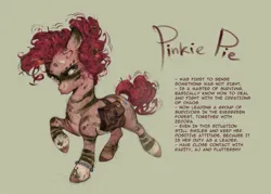 Size: 2000x1432 | Tagged: safe, artist:acidum_valericc, artist:valericc, derpibooru import, pinkie pie, earth pony, pony, bag, bandaid, bracelet, camouflage, female, g4, image, jewelry, mare, mlp infection, png, saddle bag, simple background, solo