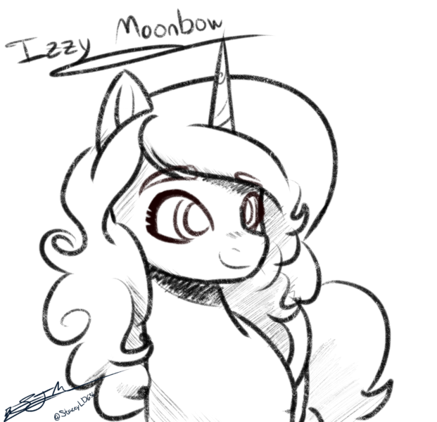 Size: 927x895 | Tagged: safe, artist:staceyld636, derpibooru import, izzy moonbow, pony, unicorn, g5, female, horn, image, mare, png, sketch, sketch dump, smiling, solo