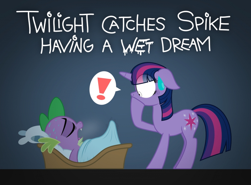 Size: 4000x2957 | Tagged: questionable, artist:zutheskunk, derpibooru import, spike, twilight sparkle, dragon, pony, unicorn, fanfic, 2012, bed, bedroom, bedsheets, breath, breathing, clopfic, cover art, cum, cutie mark, duo, duo male and female, erection, exclamation point, eyelashes, eyes closed, fanfic art, fanfic cover, female, fimfiction, g4, hoof over mouth, horn, image, jpeg, male, nudity, penis, proprietary image, sleeping, speech bubble, sweat, sweatdrop, tenting, title, unicorn twilight, wet dream, wide eyes