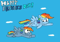 Size: 3179x2257 | Tagged: safe, artist:dragonboi471, artist:rainbowdashsmailbag, derpibooru import, rainbow blaze, rainbow dash, pony, father and child, father and daughter, father's day, female, image, male, png