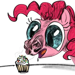 Size: 3000x3000 | Tagged: safe, artist:ja0822ck, derpibooru import, pinkie pie, earth pony, pony, cupcake, female, food, image, mare, png, sniffing