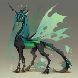 Size: 4096x4096 | Tagged: safe, ai content, derpibooru import, machine learning generated, prompter:firenhooves, stable diffusion, queen chrysalis, dracony, dragon, hybrid, changeling hybrid, dragon hybrid, female, generator:purplesmart.ai, horn, image, jpeg, solo, tail, wings