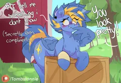 Size: 2900x2000 | Tagged: suggestive, artist:tombstonie, derpibooru import, oc, oc:shina, unofficial characters only, pegasus, pony, barn, blushing, female, female oc, image, mare, png, short mane, text