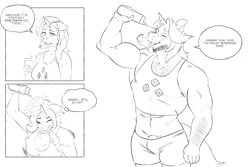 Size: 4500x3000 | Tagged: suggestive, artist:amaraburrger, derpibooru import, rarity, anthro, pony, unicorn, comic:my big ballers, abs, arm hair, biceps, body hair, breast reduction, buff, chest hair, clothes, crotch bulge, dialogue, elusive, facial hair, female to male, g4, goatee, growth, hairy, himbo, himboification, horn, image, male, messy mane, messy tail, muscle growth, muscles, muscular male, nudity, partial nudity, pecs, png, ripped rarity, rule 63, smiling, solo, solo male, splashing, stallion, story included, sweat, tail, transformation, transformation sequence, transgender transformation, water bottle