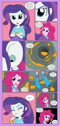 Size: 1920x4013 | Tagged: safe, artist:yaruyu, derpibooru import, pinkie pie, rarity, human, equestria girls, boots, clothes, ear, ear wax, g4, high heel boots, image, jacket, jpeg, shirt, shoes, skirt, solo, vest