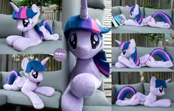 Size: 2500x1600 | Tagged: safe, artist:meplushyou, derpibooru import, twilight sparkle, twilight sparkle (alicorn), alicorn, pony, female, folded wings, image, irl, jpeg, life size, lying down, mare, photo, plushie, prone, solo, wings