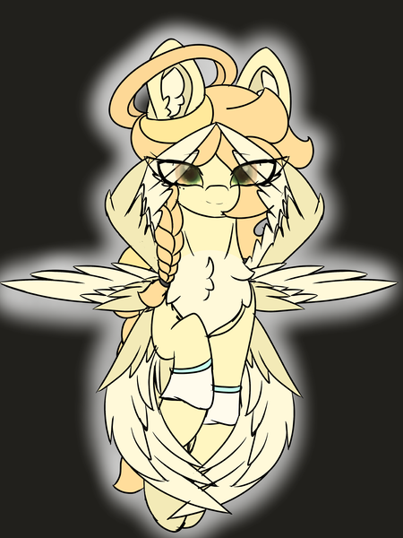 Size: 3072x4096 | Tagged: safe, artist:sodapop sprays, derpibooru import, oc, oc:sonata sprays, unofficial characters only, pony, seraph, angel, black background, broken halo, chest fluff, ear fluff, eye clipping through hair, female, freckles, halo, image, looking at you, mother, multiple wings, png, rough sketch, simple background, solo, wings