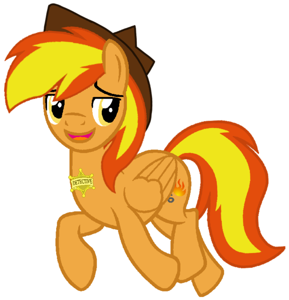 Size: 761x792 | Tagged: safe, artist:noi kincade, derpibooru import, oc, oc:firey ratchet, pegasus, badge, detective, fedora, g4, hat, image, male, png, simple background, transparent background