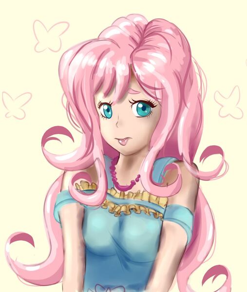 Size: 912x1079 | Tagged: safe, artist:nedemai, derpibooru import, kotobukiya, fluttershy, human, atg 2024, breasts, bust, female, g4, humanized, image, jpeg, kotobukiya fluttershy, looking at you, newbie artist training grounds, solo