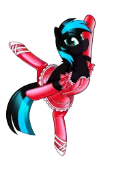 Size: 4000x6000 | Tagged: safe, artist:dacaoo, derpibooru import, oc, oc:nightlight aura, unofficial characters only, pegasus, pony, series:battle to ballet, ballerina, ballet, ballet slippers, clothes, image, latex, latex dress, latex socks, png, simple background, socks, solo, transparent background