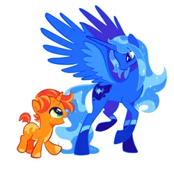 Size: 2000x2000 | Tagged: safe, artist:cr4sh-k1d, derpibooru import, alicorn, pony, unicorn, blue coat, blue mane, bluestar, firestar, foal, horn, image, open mouth, open smile, png, simple background, smiling, vector, warrior cats, white background