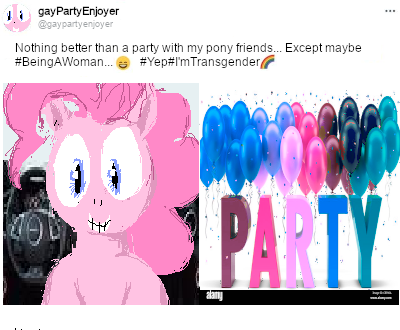 Size: 400x330 | Tagged: safe, artist:y122n20497166, derpibooru import, pinkie pie, earth pony, pony, digital art, female, grin, image, lgbt, looking at you, mare, meta, pixel art, png, smiling, solo, trans female, trans pinkie pie, transgender, twitter