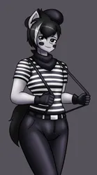 Size: 1000x1800 | Tagged: safe, artist:creatorworld, ponerpics import, oc, unofficial characters only, anthro, clothes, gloves, image, latex, male, male oc, mime, monochrome, png