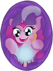 Size: 1280x1707 | Tagged: safe, artist:zeccy, derpibooru import, pinkie pie, earth pony, pony, atg 2023, crystal ball, female, g4, image, madame pinkie, mare, newbie artist training grounds, png, simple background, transparent background