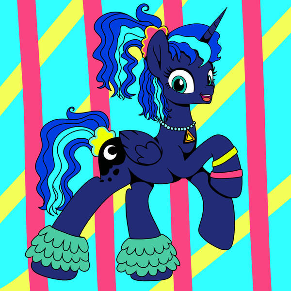 Size: 1280x1280 | Tagged: safe, artist:bunnyweinberger, derpibooru import, princess luna, alicorn, pony, 80s, 80s princess luna, female, image, jpeg, mare, solo