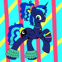 Size: 1280x1280 | Tagged: safe, artist:bunnyweinberger, derpibooru import, princess luna, alicorn, pony, 80s, 80s princess luna, female, image, jpeg, mare, solo