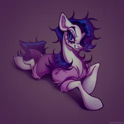 Size: 1128x1128 | Tagged: safe, artist:emobricosss, derpibooru import, rarity, pony, unicorn, clothes, g4, horn, image, jpeg, lying down, male, missing horn, purple background, robe, rule 63, simple background, solo, stallion