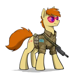 Size: 2000x2000 | Tagged: safe, artist:darkdoomer, ponerpics import, oc, oc:elton, pony, civil war (movie), equestria, gun, image, male, military uniform, png, rifle, simple background, solo, stallion, sunglasses, transparent background, weapon