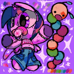 Size: 1080x1080 | Tagged: safe, artist:deviledlobster, derpibooru import, twilight sparkle, twilight sparkle (alicorn), alicorn, pony, belly button, bracelet, clothes, denim, female, image, jeans, jewelry, jpeg, mare, pacifier, pants, rave, shirt