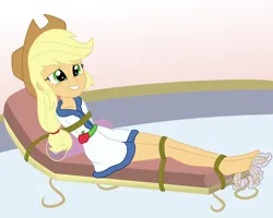 Size: 2500x2000 | Tagged: safe, artist:nie-martw-sie-o-mnie, derpibooru import, part of a set, applejack, human, equestria girls, applesub, bathrobe, bondage, clothes, cowboy hat, feather, feet, female, femsub, foot tickling, g4, hat, image, png, robe, rope, rope bondage, solo, submissive, tickling, toes