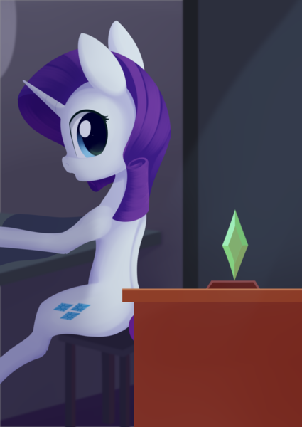 Size: 988x1394 | Tagged: safe, artist:dusthiel, derpibooru import, rarity, pony, unicorn, atg 2021, female, g4, horn, image, indoors, mare, newbie artist training grounds, png, sitting, solo