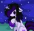 Size: 1200x1104 | Tagged: safe, derpibooru import, oc, unofficial characters only, ahoge, black mane, broken hearts, ear piercing, female, freckles, grass, hoof on chest, image, jpeg, leg warmers, looking at you, multicolored hair, night, piercing, purple eyes, purple mane, sky background, solo, spiky mane, stars