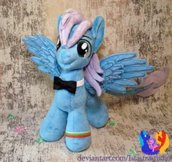 Size: 2364x2218 | Tagged: safe, artist:1stastrastudio, derpibooru import, oc, oc:kaytomy lays, pegasus, pony, bowtie, heterochromia, image, irl, jpeg, male, photo, plushie, solo, stallion