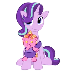 Size: 750x750 | Tagged: safe, derpibooru import, luster dawn, starlight glimmer, alicorn, pony, baby, baby pony, chubby, duo, duo female, female, image, luster dawn is starlight's and sunburst's daughter, offspring, parent:starlight glimmer, parent:sunburst, parents:starburst, png, simple background, transparent background