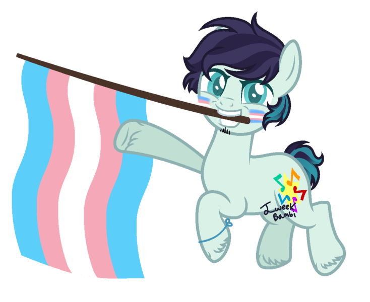 Size: 1246x1018 | Tagged: safe, artist:katnekobase, artist:yeetmedownthestairs, derpibooru import, coloratura, earth pony, pony, alternate hairstyle, base used, beard, bracelet, commission, face paint, facial hair, g4, grin, image, jewelry, male, mouth hold, png, pride, pride flag, pride month, rara, simple background, smiling, solo, stallion, trans male, transgender, transgender pride flag, transparent background, unshorn fetlocks, ych result