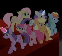 Size: 1874x1700 | Tagged: safe, artist:cmara, derpibooru import, applejack, fluttershy, pinkie pie, rainbow dash, rarity, twilight sparkle, twilight sparkle (alicorn), alicorn, earth pony, pegasus, unicorn, female, horn, image, mane six, png