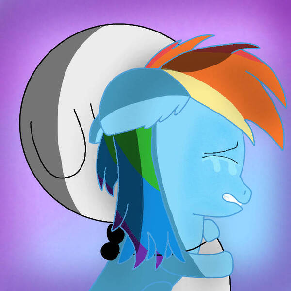 Size: 720x720 | Tagged: safe, derpibooru import, rainbow dash, pegasus, comforting, cooper doodlian, crying, cute, doodland, g4, image, jpeg, sad