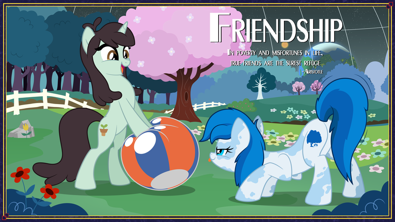 Size: 3840x2160 | Tagged: safe, artist:niggerfaggot, ponerpics import, oc, oc:fallen oakly, earth pony, pony, unicorn, art pack:nuclear neighs and deco days, beach ball, butt, female, image, mare, paywall content, plot, png