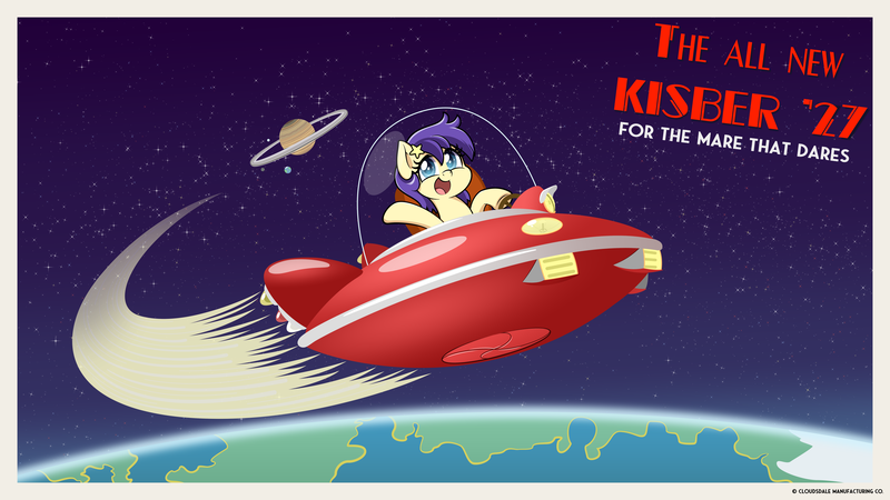 Size: 3840x2160 | Tagged: safe, artist:niggerfaggot, ponerpics import, star dancer, art pack:nuclear neighs and deco days, flying saucer, image, paywall content, planet, png, saturn, space, ufo