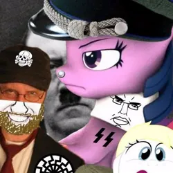 Size: 400x400 | Tagged: safe, artist:aryanne, ponerpics import, twilight sparkle, twilight sparkle (alicorn), oc, oc:aryanne, alicorn, adolf hitler, black sun, chud, coomer, doug walker, image, jpeg, nazi, wat