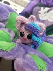 Size: 3000x4000 | Tagged: safe, artist:casquitos kawaii, derpibooru import, starlight glimmer, unicorn, amigurumi, clothes, crochet, handmade, horn, image, irl, jpeg, photo, plushie, shirt, t-shirt